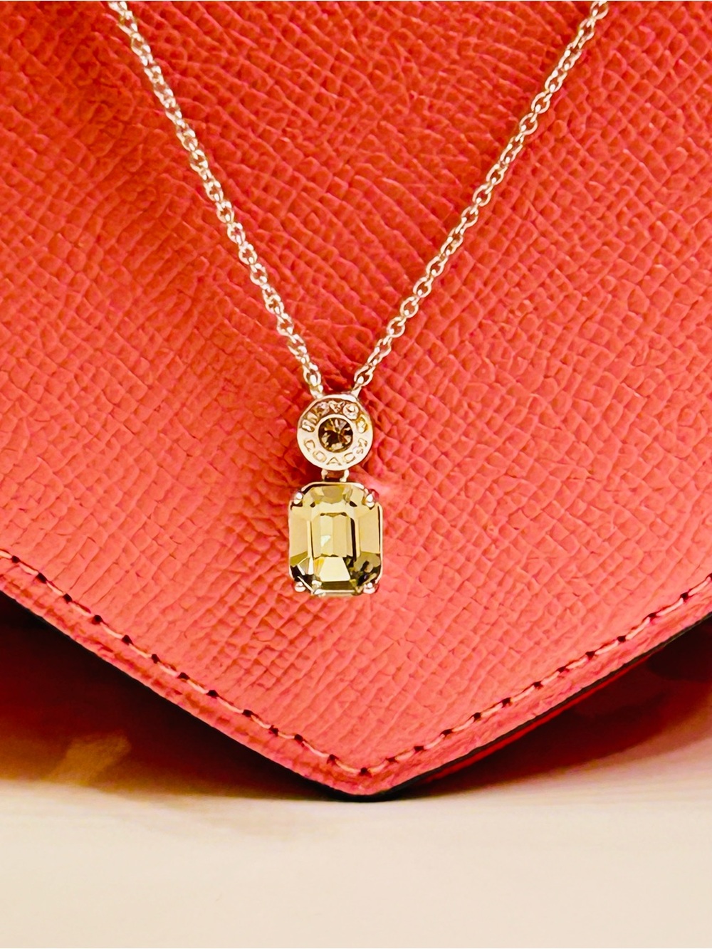 Coach Smoky Gray Stone Charm Necklace - Picture 10 of 14